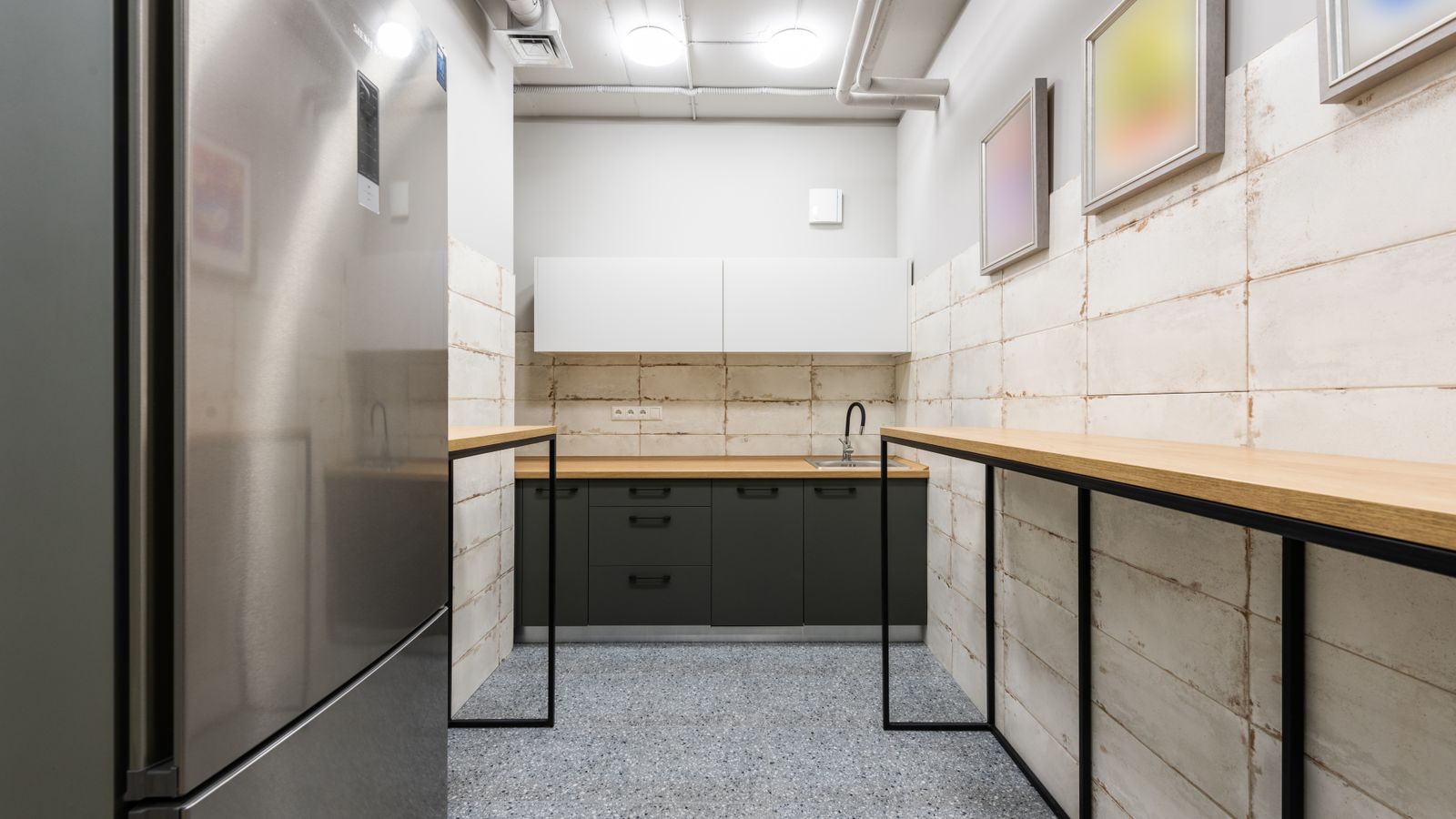 Compact modern kitchenette counter suited for a downsized cooking routine