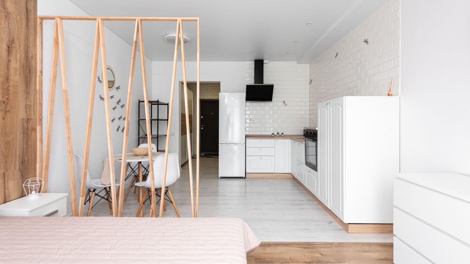 Cozy small apartment kitchen with limited counter space for compact appliances