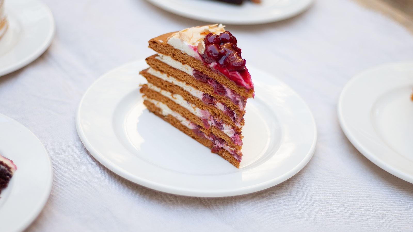 Slices of cake baked in an air fryer displayed on a plate